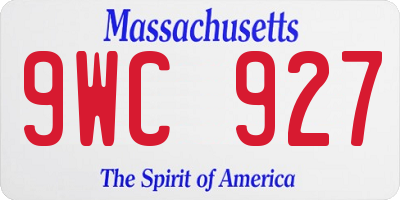MA license plate 9WC927