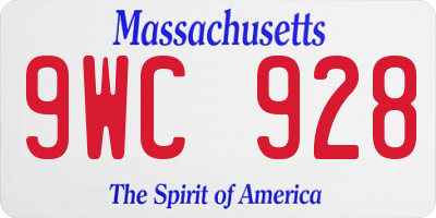 MA license plate 9WC928