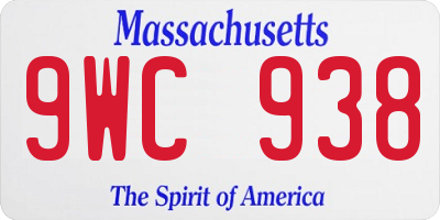 MA license plate 9WC938