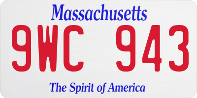 MA license plate 9WC943