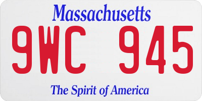 MA license plate 9WC945