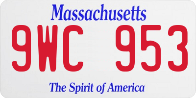 MA license plate 9WC953