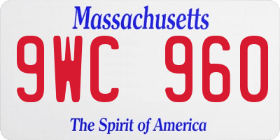 MA license plate 9WC960