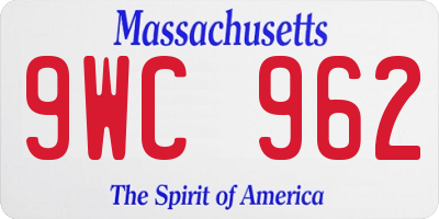 MA license plate 9WC962