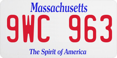 MA license plate 9WC963