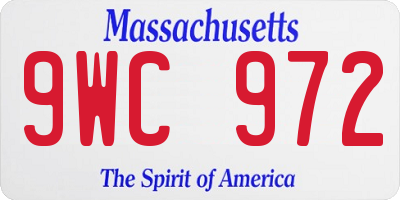MA license plate 9WC972