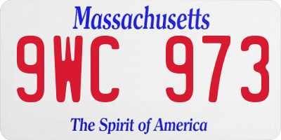 MA license plate 9WC973