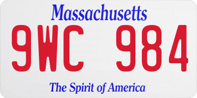 MA license plate 9WC984