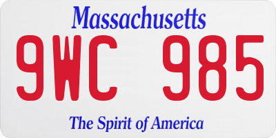 MA license plate 9WC985