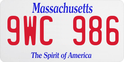 MA license plate 9WC986