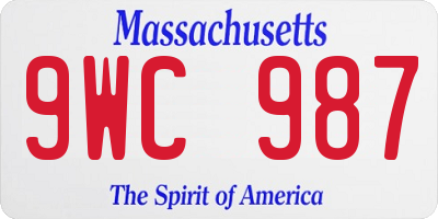 MA license plate 9WC987