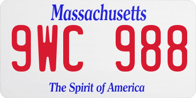 MA license plate 9WC988