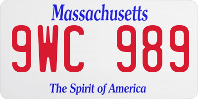 MA license plate 9WC989
