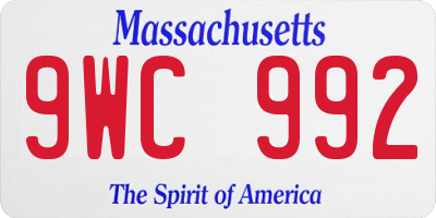 MA license plate 9WC992