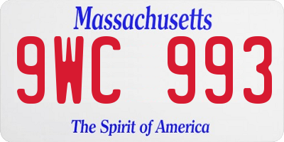 MA license plate 9WC993