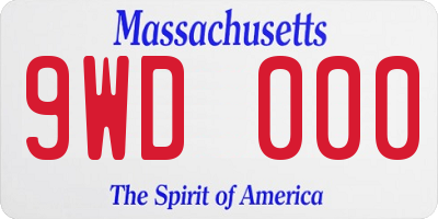 MA license plate 9WD000