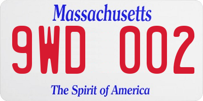 MA license plate 9WD002