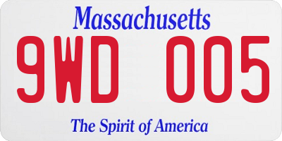 MA license plate 9WD005