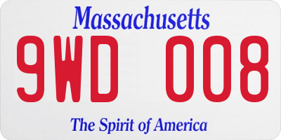 MA license plate 9WD008