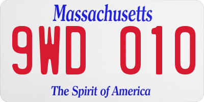 MA license plate 9WD010