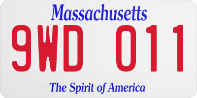MA license plate 9WD011