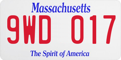 MA license plate 9WD017