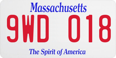 MA license plate 9WD018