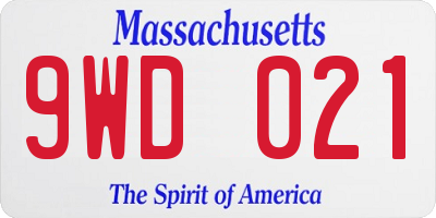 MA license plate 9WD021