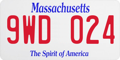 MA license plate 9WD024