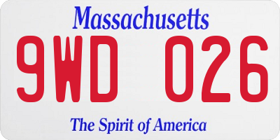 MA license plate 9WD026