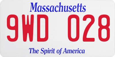 MA license plate 9WD028