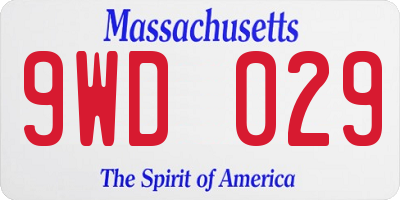 MA license plate 9WD029