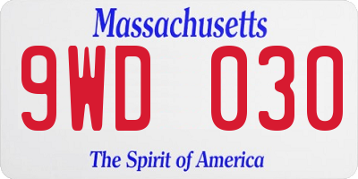 MA license plate 9WD030