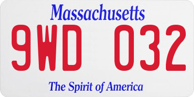 MA license plate 9WD032