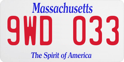 MA license plate 9WD033