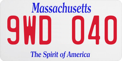 MA license plate 9WD040