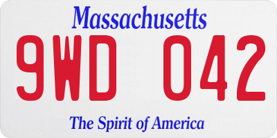 MA license plate 9WD042