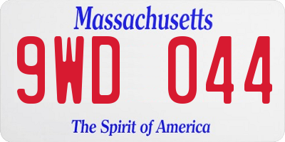 MA license plate 9WD044