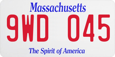 MA license plate 9WD045
