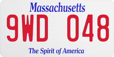 MA license plate 9WD048
