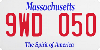 MA license plate 9WD050