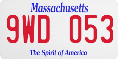 MA license plate 9WD053