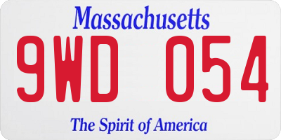 MA license plate 9WD054