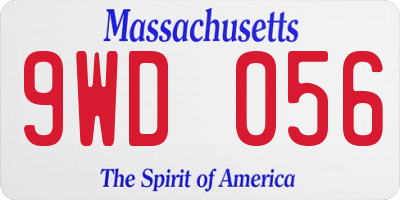 MA license plate 9WD056