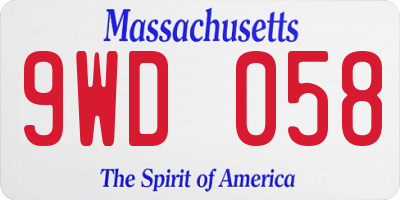 MA license plate 9WD058