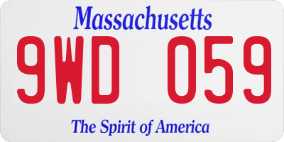 MA license plate 9WD059