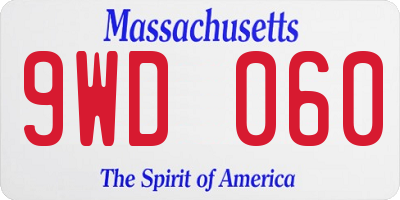 MA license plate 9WD060