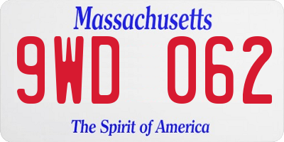 MA license plate 9WD062