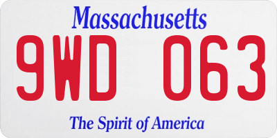 MA license plate 9WD063