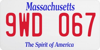 MA license plate 9WD067